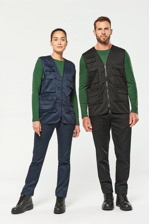 WK. Designed To Work WK609 - Unisex lined multi-pocket polycotton vest