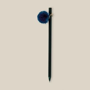 EgotierPro 37532 - Czarny drewniany ołówek z kolorowym pomponem GINGER