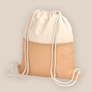 EgotierPro 39018 - Plecak z bawełny 230 gr/m2 i juty, z rączkami HORIZON